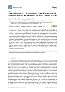 Spatio-Temporal Distribution of Carabids Influenced by Small-Scale Admixture of Oak Trees in Pine Stands