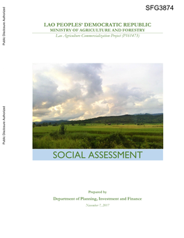 Agriculture Commercialization Project : Social Assessment