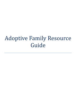 Adoptive Family Resource Guide