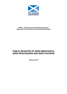 Seed Merchants Processors and Packers 2013