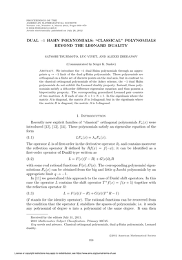 Dual -1 Hahn Polynomials: “Classical”