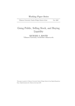 Going Public, Selling Stock, and Buying Liquidity