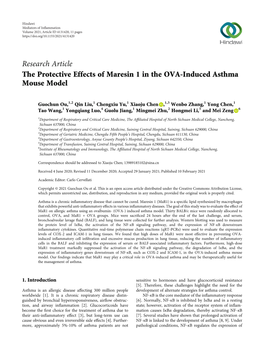 The Protective Effects of Maresin 1 in the OVA-Induced Asthma Mouse Model