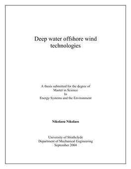 Deep Water Offshore Wind Technologies