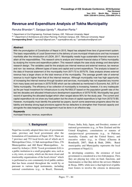 Revenue and Expenditure Analysis of Tokha Municipality