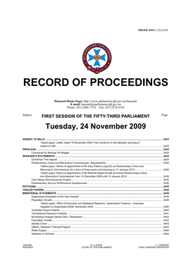 Record of Proceedings