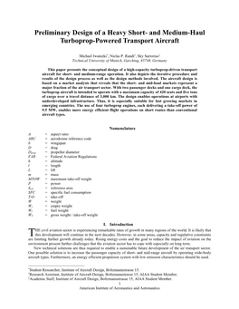 And Medium-Haul Turboprop-Powered Transport Aircraft