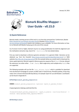 Bismark Bisulfite Mapper – User Guide - V0.15.0