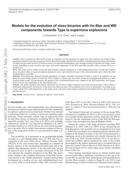 Models for the Evolution of Close Binaries with He-Star and WD Components Towards Type Ia Supernova Explosions