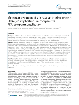 Molecular Evolution of A-Kinase Anchoring Protein