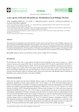 A New Species of Hechtia (Bromeliaceae: Hechtioideae) from Hidalgo (Mexico)