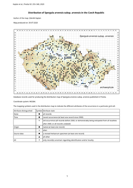 1 Distribution of Spergula Arvensis Subsp. Arvensis in The