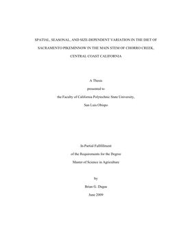 Spatial, Seasonal, and Size-Dependent Variation in the Diet Of