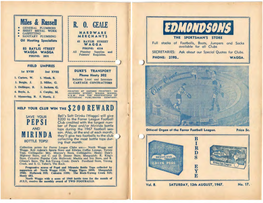 Mirinda Bottle and Tops During the 1967 Football Sea­ Official Organ of the Farrer Football League