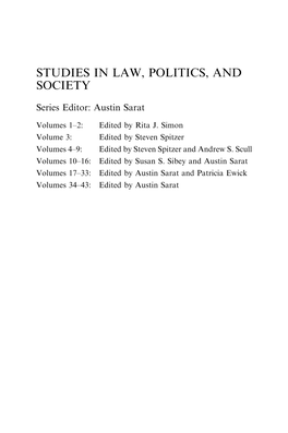 Studies in Law, Politics, and Society