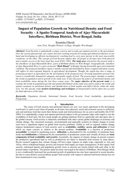 Impact of Population Growth on Nutritional Density and Food Security