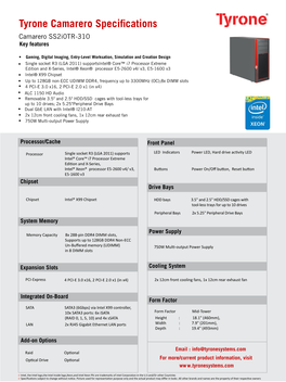 Camarero Ss2i0tr-310 Key Features