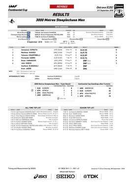 RESULTS 3000 Metres Steeplechase Men