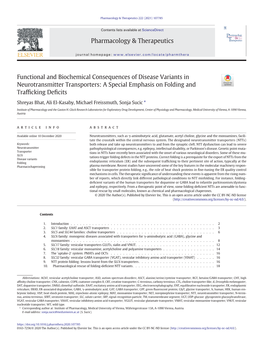 Functional and Biochemical Consequences of Disease Variants in Neurotransmitter Transporters: a Special Emphasis on Folding and Trafﬁcking Deﬁcits