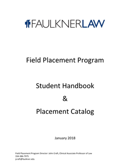 Field Placement Program Student Handbook & Placement Catalog