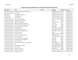 Item List for Location ZE for the Item Groups You Selected