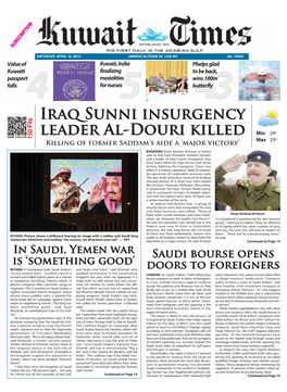 Iraq Sunni Insurgency Leader Al-Douri Killed