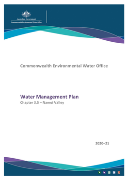 Water Management Plan 2020-21, Commonwealth of Australia, 2020’