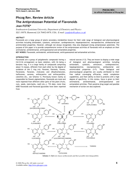 Phcog Rev. Review Article the Antiprotozoan Potential of Flavonoids