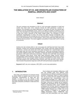 And Cross-Polar Characters of Rainfall Droplets and Chaff (Aldrian) 105