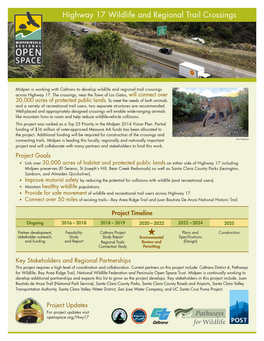 Highway 17 Wildlife and Regional Trail Crossings Fact Sheet