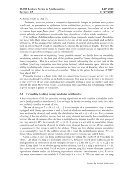 8.1 Primality Testing Using Modular Arithmetic