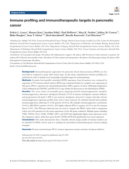 Immune Profiling and Immunotherapeutic Targets in Pancreatic Cancer