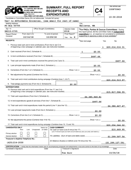 Summary, Full Report Receipts and Expenditures