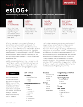 DATA SHEET : Eslog+ 1 WHAT IS Eslog+ DESIGNED to SOLVE FOR?