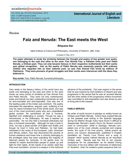 Faiz and Neruda: the East Meets the West