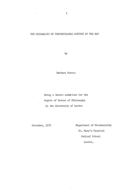 1 the Metabolism of Triphenyllead