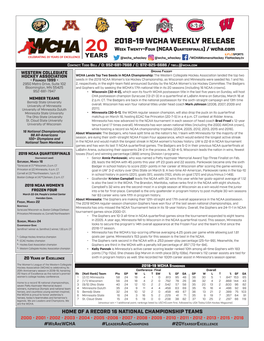 2018-19 Wcha Weekly Release