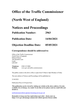 (North West of England) Notices and Proceedings