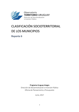 CLASIFICACIÓN SOCIOTERRITORIAL DE LOS MUNICIPIOS Reporte 6