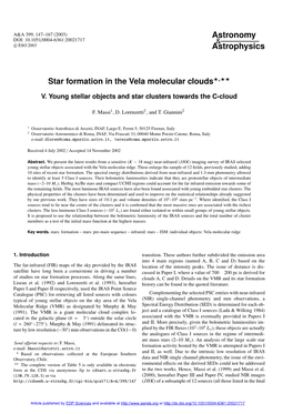 Star Formation in the Vela Molecular Clouds�,