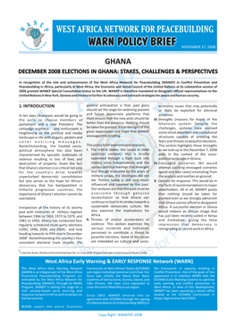 West Africa Network for Peacebuilding Ghana December 2008
