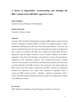 Reconstructing and Situating the BBC's Denial of the 2009 DEC Appeal For