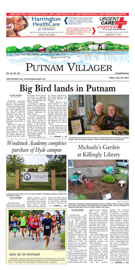 Big Bird Lands in Putnam by OLIVIA RICHMAN of Sesame Street and Its on Board Immediately
