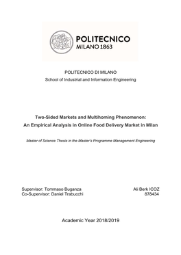 Two-Sided Markets and Multihoming Phenomenon: an Empirical Analysis in Online Food Delivery Market in Milan