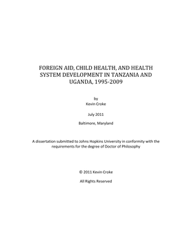 Foreign Aid, Child Health, and Health System Development in Tanzania and Uganda, 1995-2009
