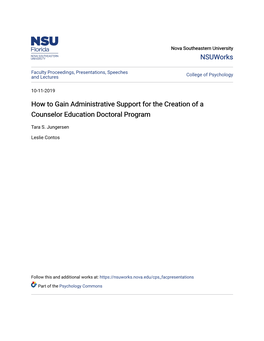 How to Gain Administrative Support for the Creation of a Counselor Education Doctoral Program