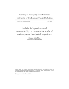 Judicial Independence and Accountability: a Comparative Study of Contemporary Bangladesh Experience