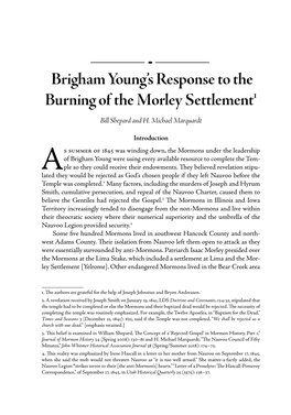 Brigham Young's Response to the Burning of the Morley