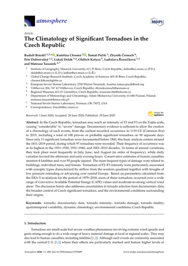 The Climatology of Significant Tornadoes in the Czech Republic