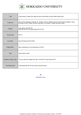 Lead Exposure in Raptors from Japan and Source Identification Using Pb Stable Isotope Ratios